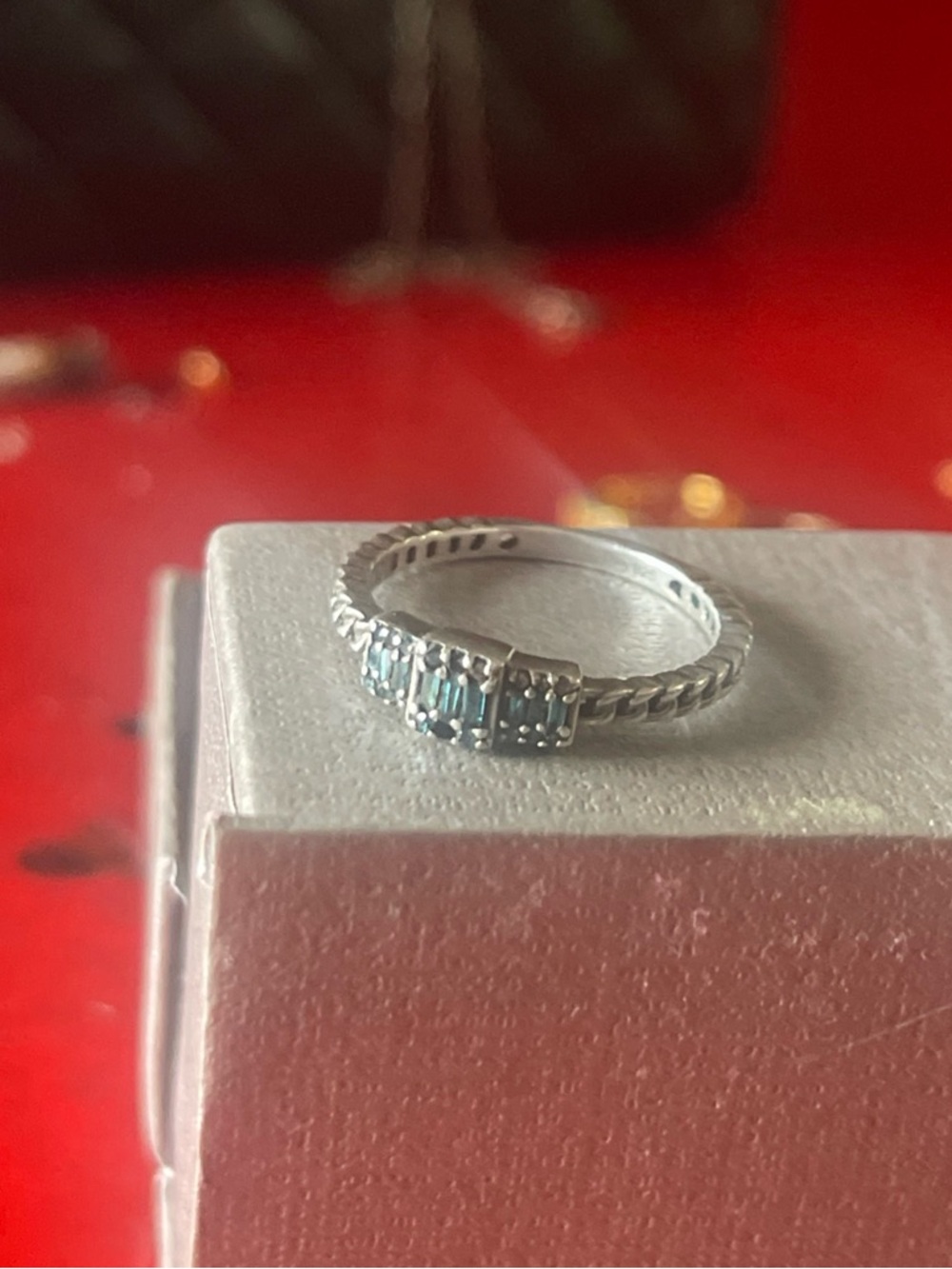 Sterling Silver Blue diamond  Ring 925